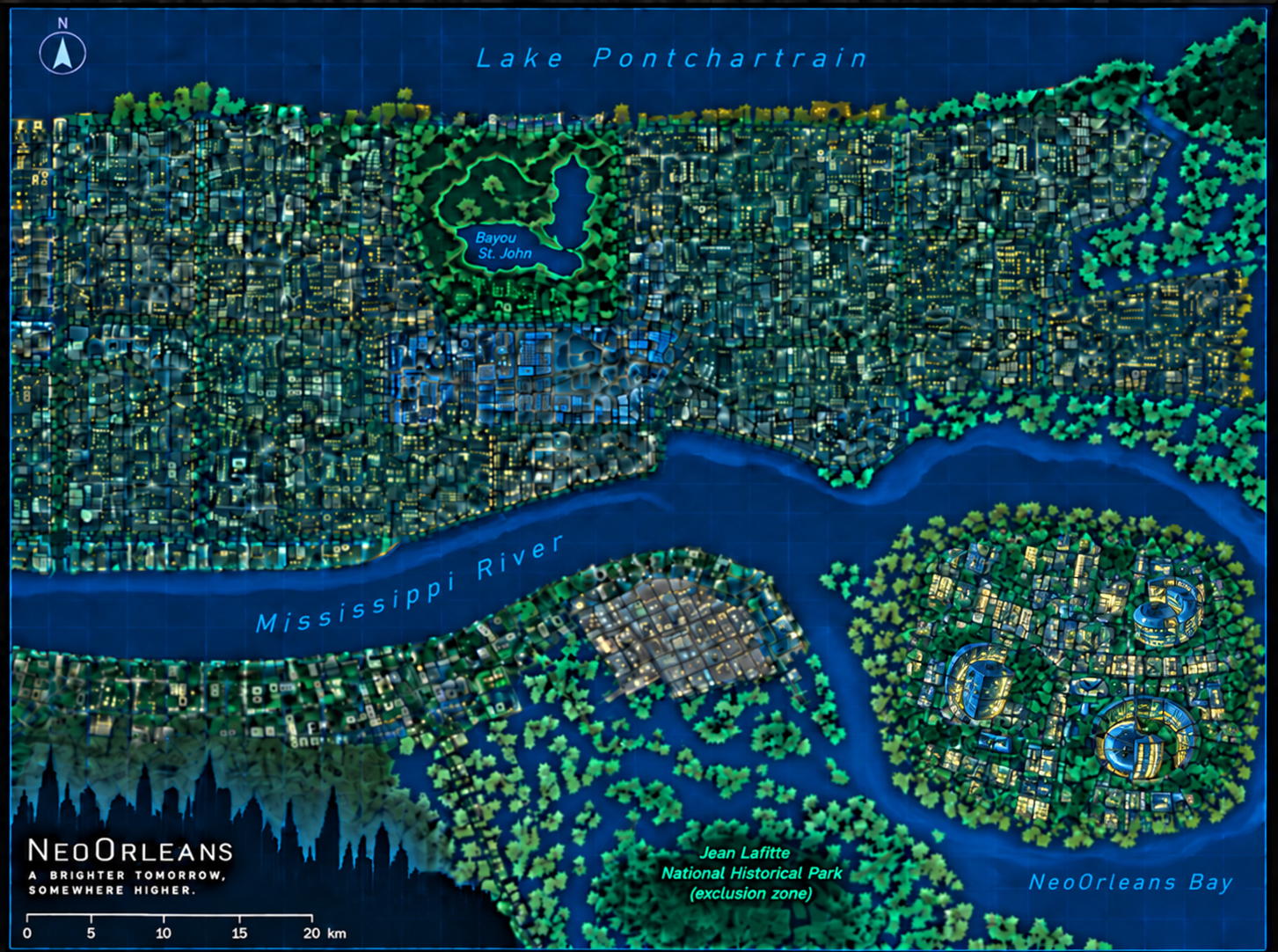 Public geographic base map of Neo Orleans.